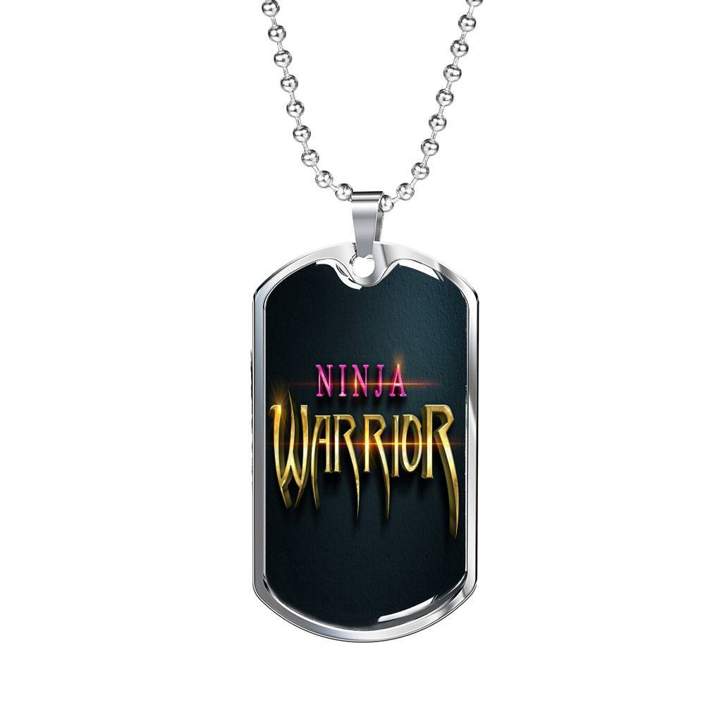 Ninja Warriors 3D Necklace Stainless Steel or 18k Gold Dog Tag 24
