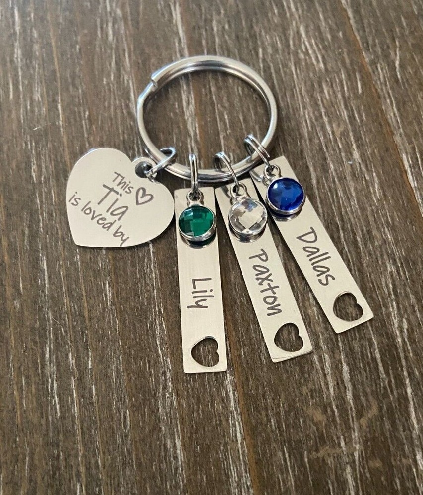 Tia Keychain Personalized name birthstone custom engraved niece nephew Aunt gift