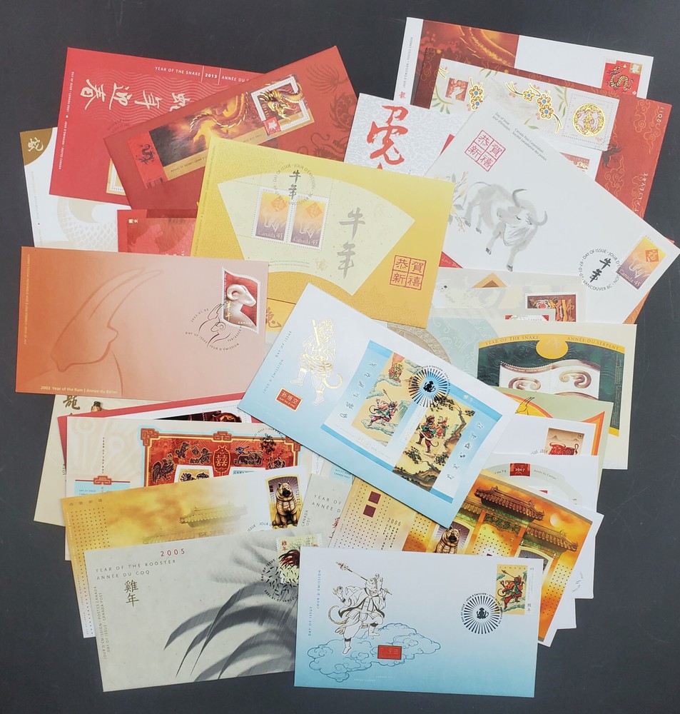 Collection of 36 Canada Chinese New Year FDCs from 1997-2014