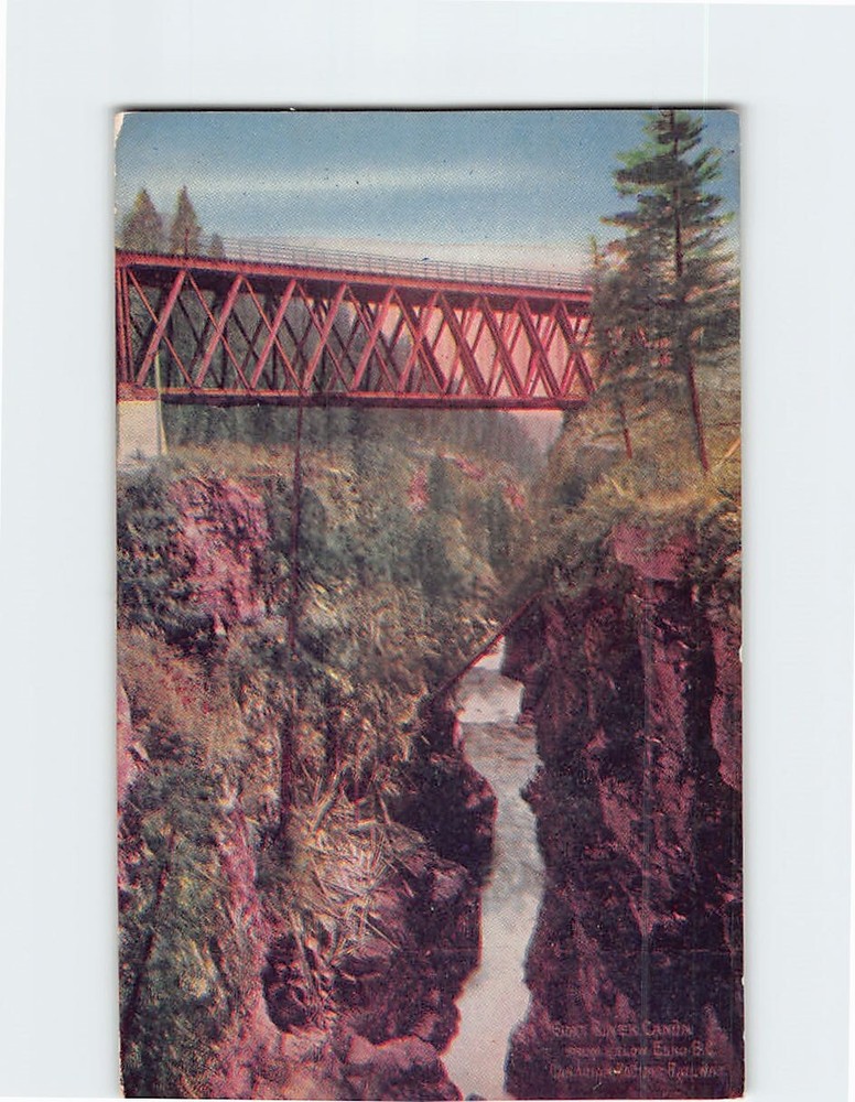 Postcard CPR Railway Bridge over Goat River Canyon Elko British Columbia Canada