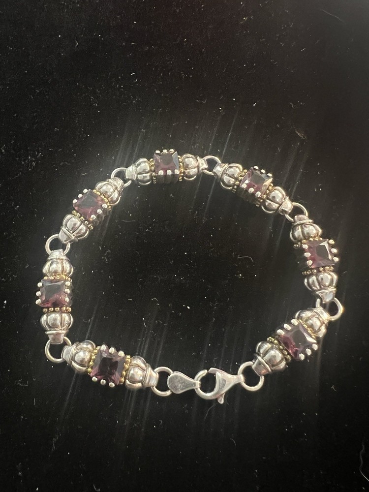 Sterling Silver 925 Amethyst 7.5”18.92 Bracelet