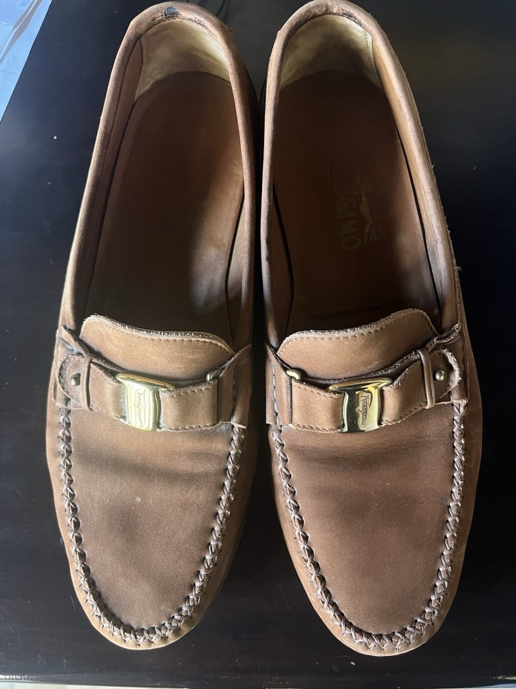 Ferragamo Men’s Brown Suede Vara Loafers 8.5D