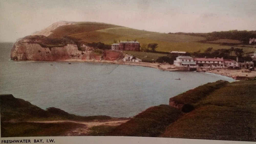 Isle of Wight UK Antique Postcard Early 1900s Rare Freshwater Bay Color