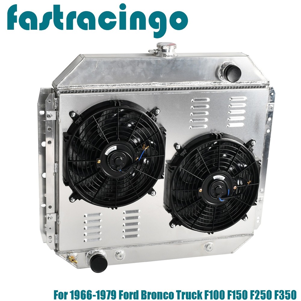 3 Row Radiator+Shroud Fan For 1966-1979 Ford Bronco Truck F100 F150 F250 F350