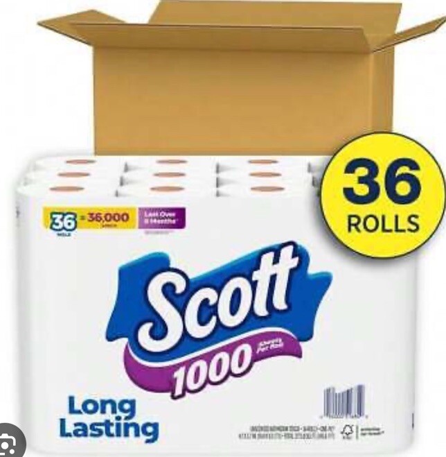 SCOTT 105345400 1000 Sheets Per Roll Toilet Paper, 20 Rolls - White