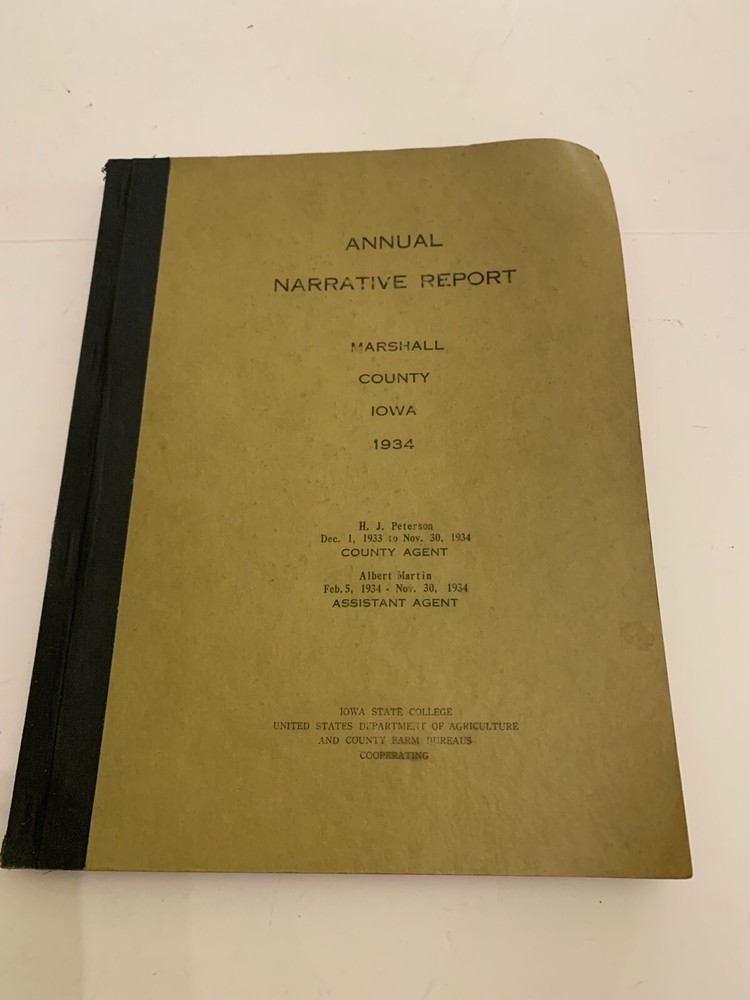 1934 Narrative Annual Report County Agent Marshall County Iowa