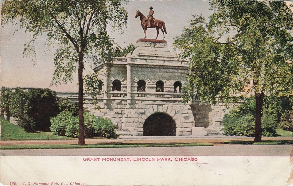 1910 Grant Monument, Lincoln Park, Chicago, Illinois Posted V.O. Hammon Postcard