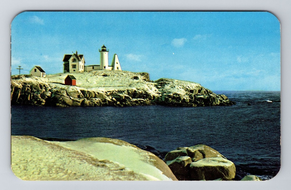 York Beach ME-Maine, Scenic View Lighthouse, Vintage Postcard