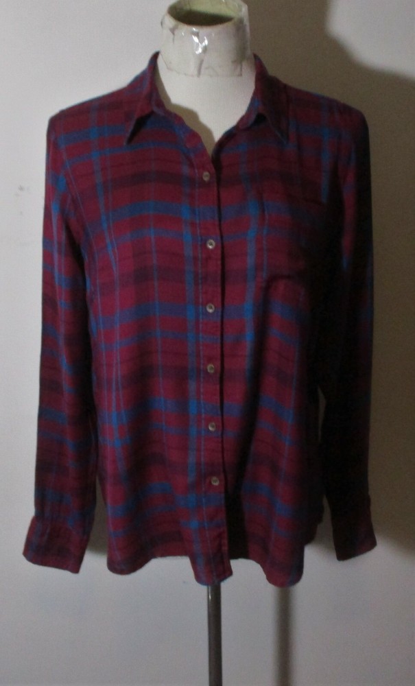 Lucky Brand Womens Burgundy Blue Tunic Shirt Size Medium  