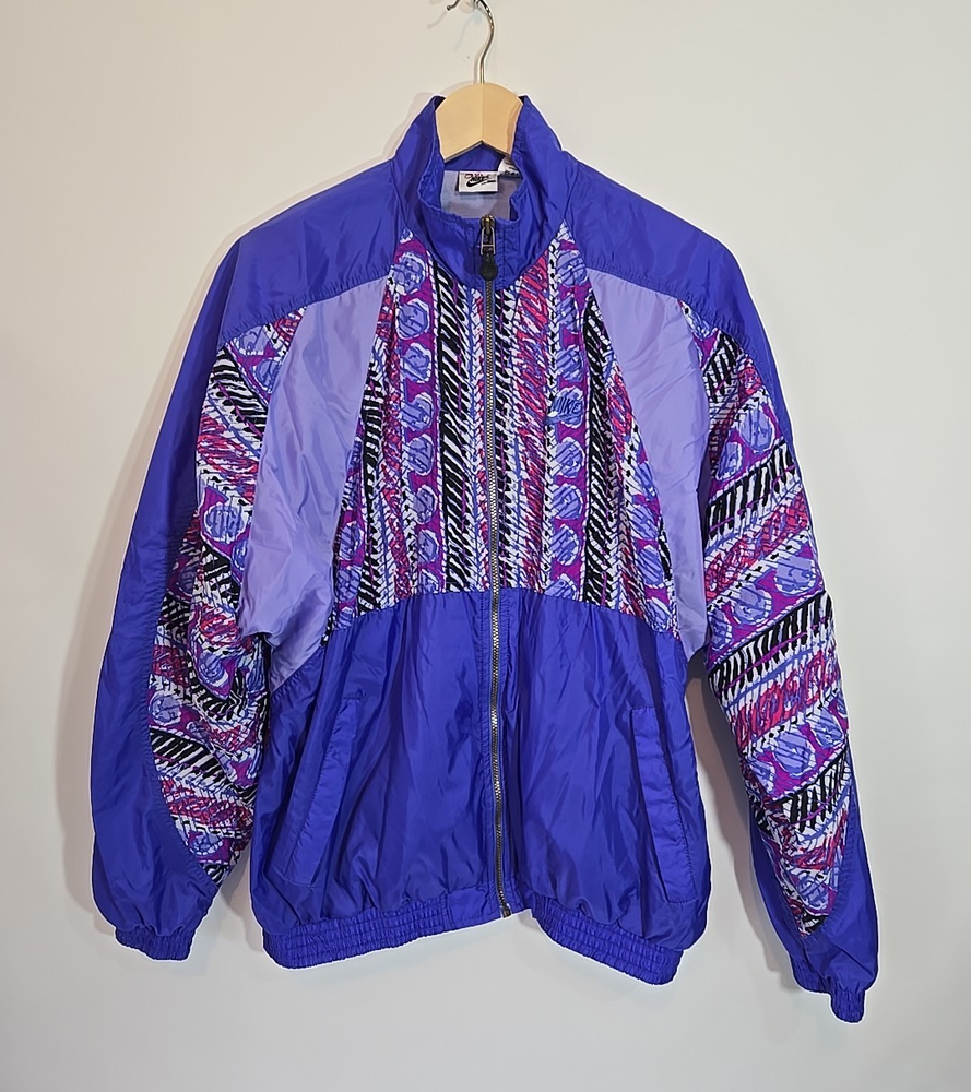 Nike 90s Windbreaker Graphic Abstract Vintage Purple Retro Jacket Size Large /14-image
