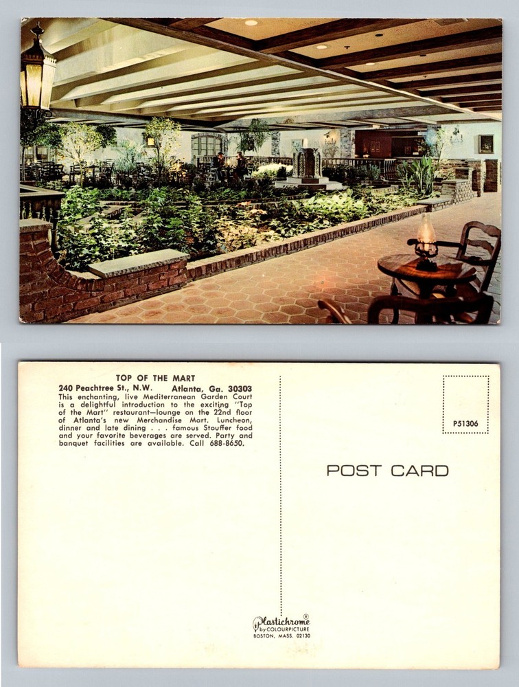 Atlanta, GA-Georgia, Top of the Mart Restaurant Mediterranean Vintage Postcard