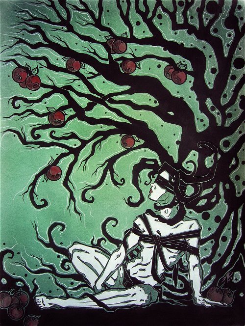 Gothic fantasy Tree of Knowledge female art canvas print