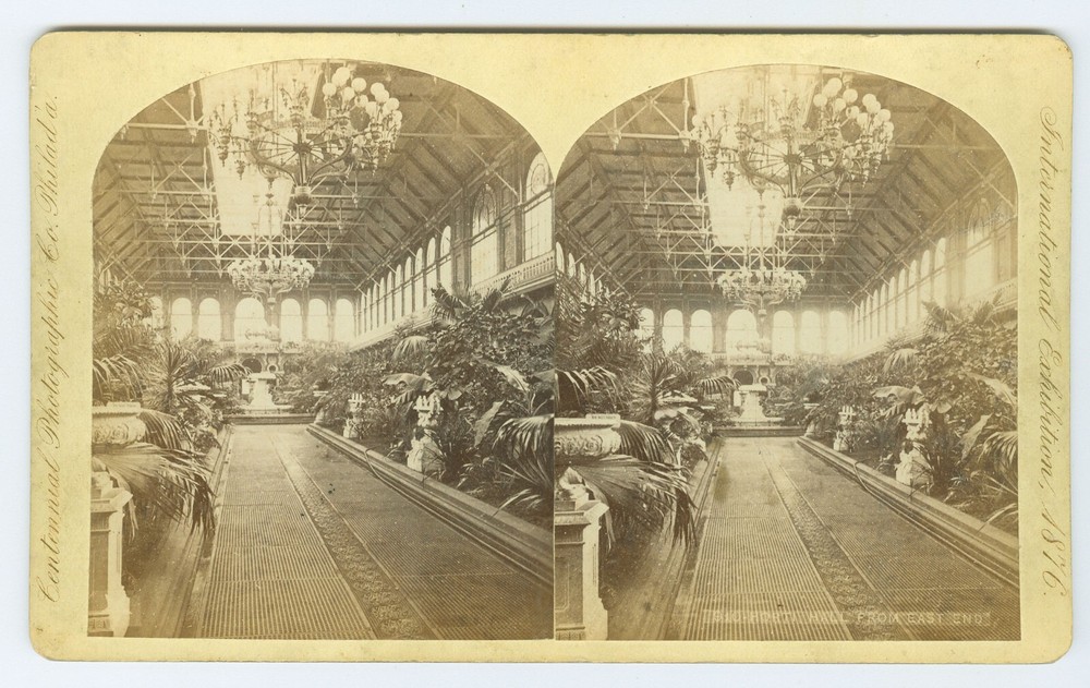 D0597~ Philadelphia 1876 Centennial Expo Stereoview No. 910 Horticultural Hall