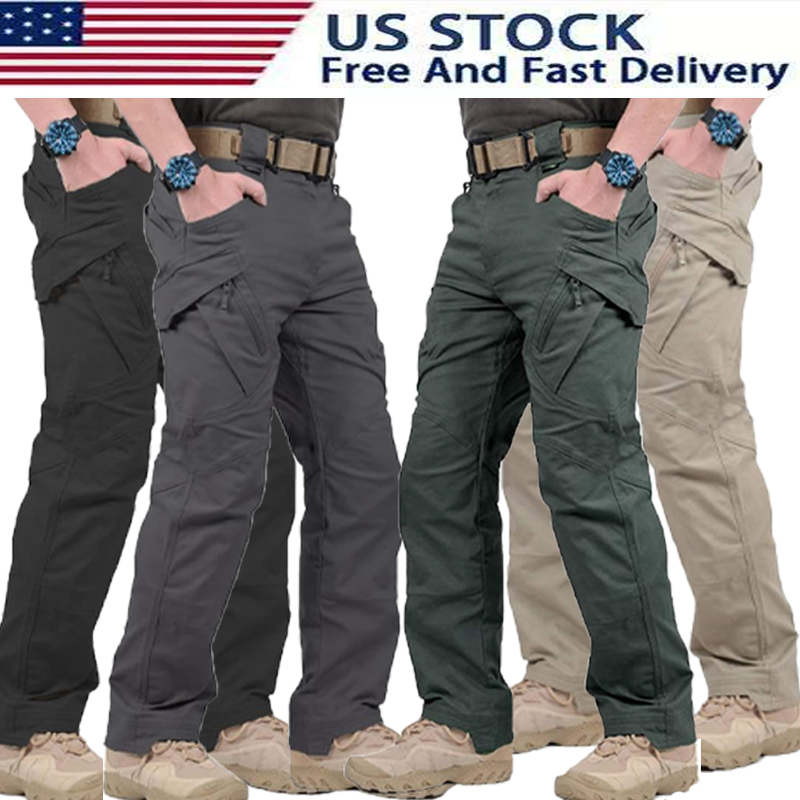 US Men Tactical Cargo Pants Soldier Straight-fit Work Combat Trousers Outdoor A+