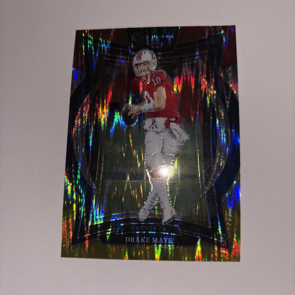 2024 Panini Select - Club Level Drake Maye #218 Red & Yellow Shock Prizm (RC)