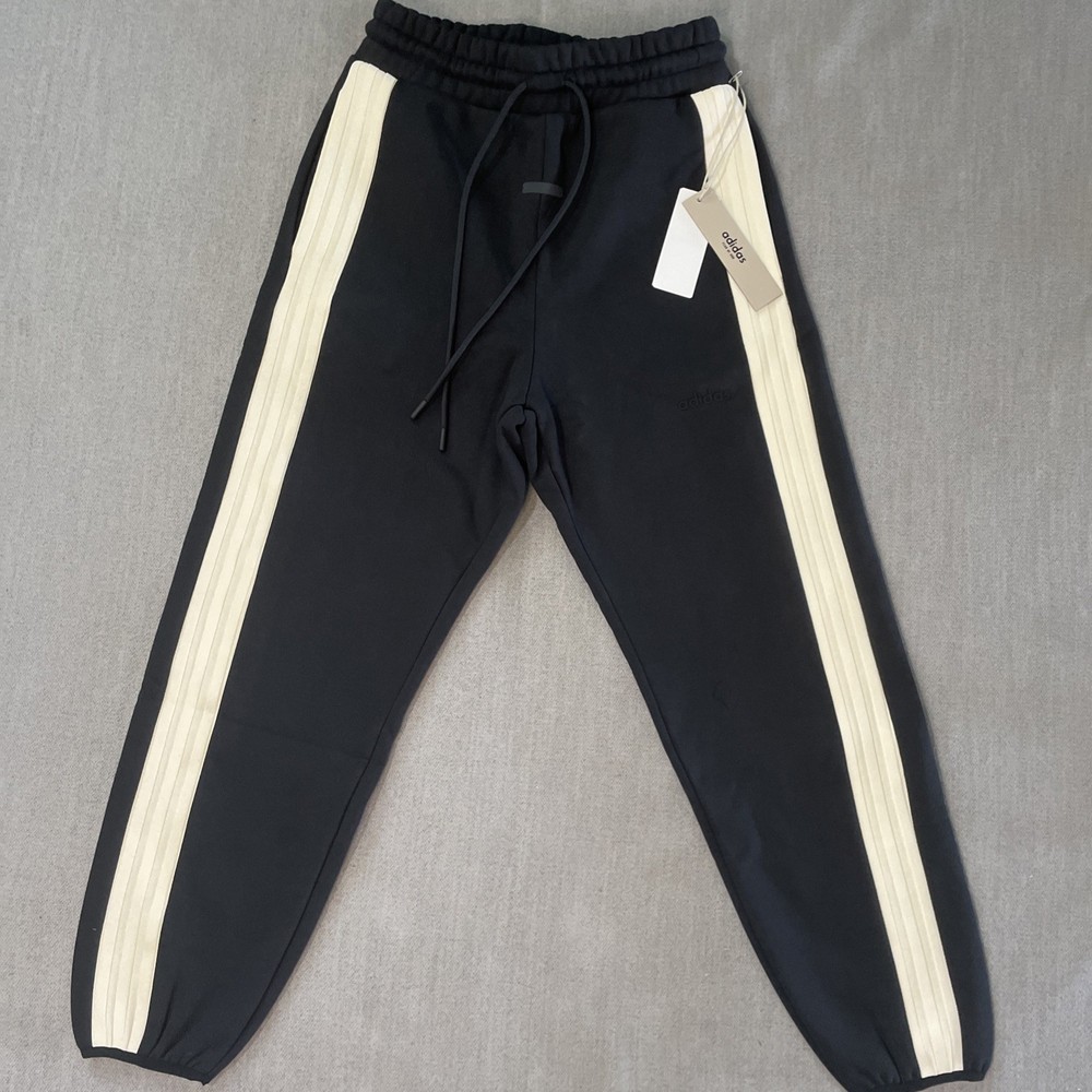 adidas Fear of God Athletics Black Cream White XS Track Pants Drawstring NWT