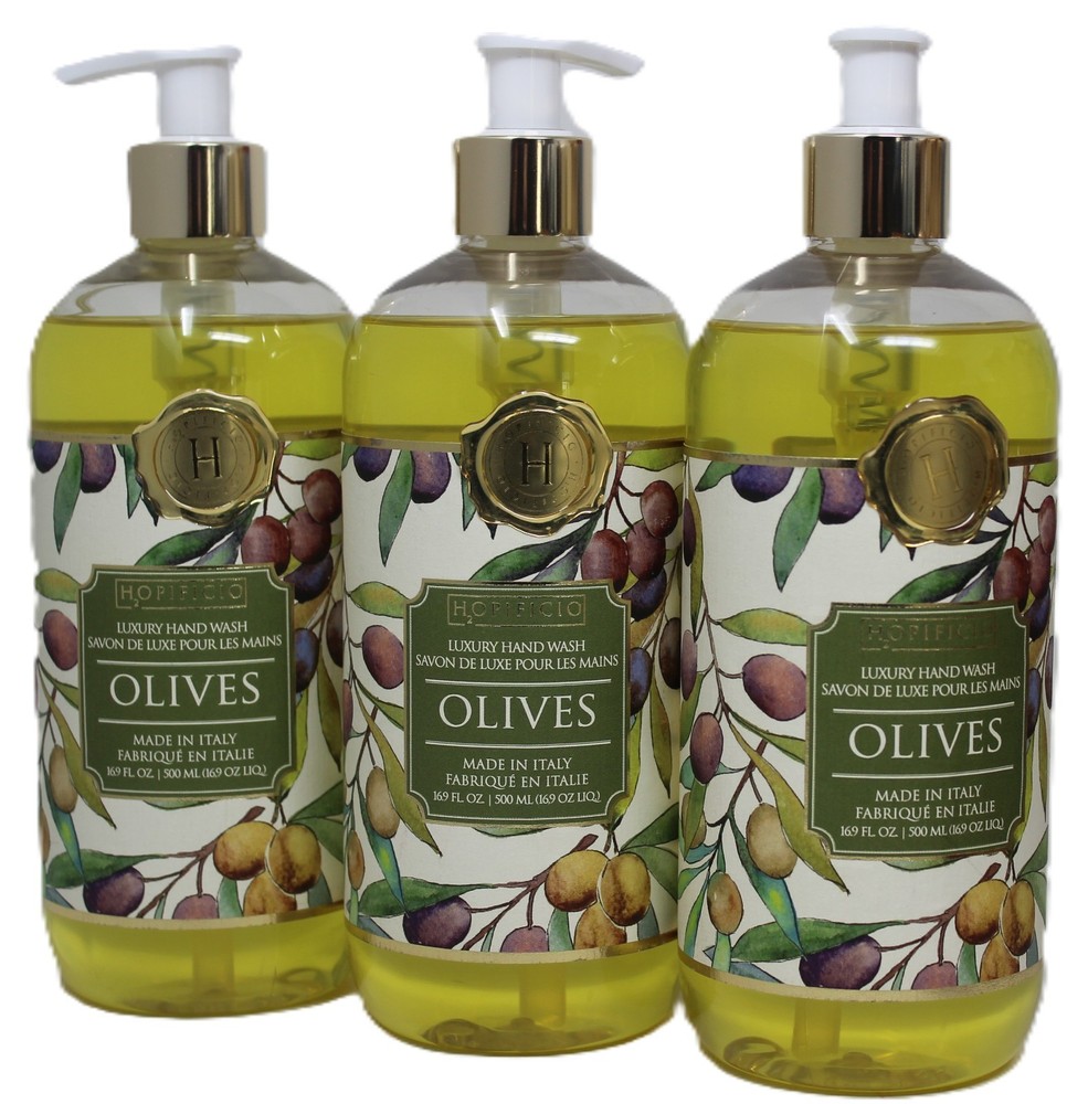 Olives Hopificio Firenze Hand Wash Soap 16.5 oz Italy Luxury Lot of 3 Brand New