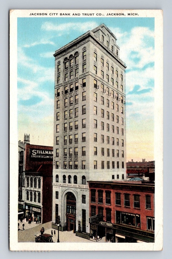 Jackson MI-Michigan, Jackson City Bank and Trust Co, Vintage c1945 Postcard