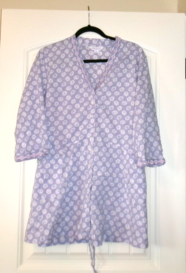 April Cornell Floral Embroidered Trim Tunic XL Cottagecore Lilac Purple