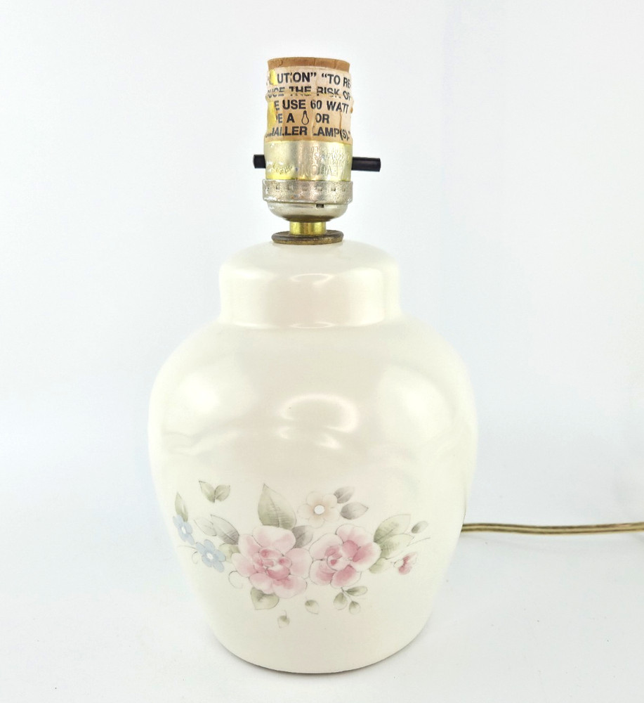 Pfaltzgraff Tea Rose Ceramic Ginger Jar Lamp Vintage Floral Accent Lamp 9