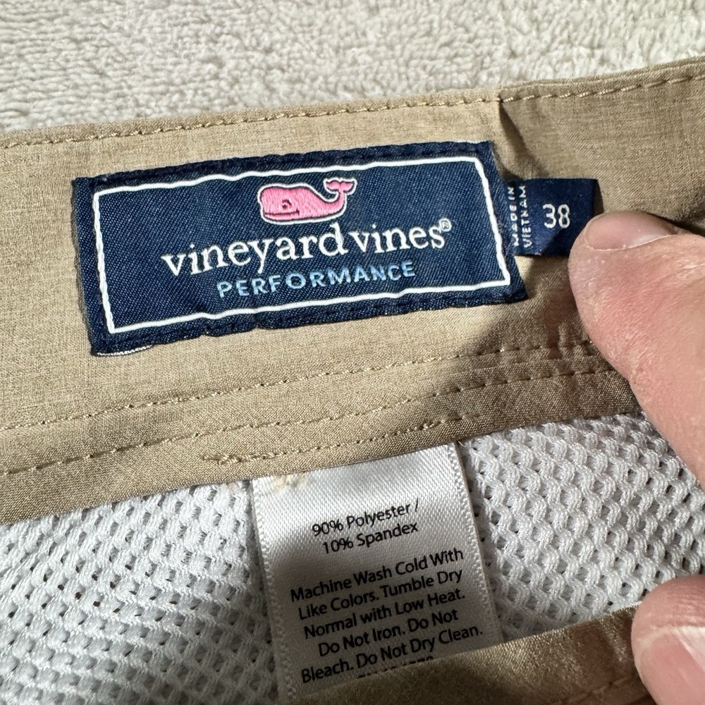 Vineyard Vines Shorts Mens 38 Beige On The Go Chino Golf Performance Stretch