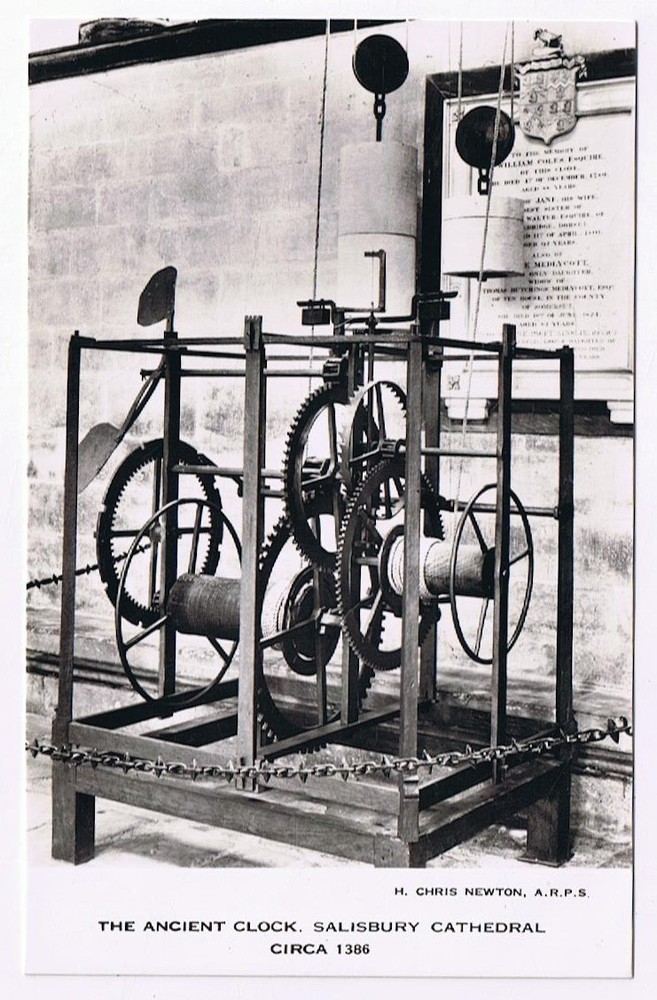 Postcard RPPC Salisbury England UK Ancient Clock Salisbury Cathedral