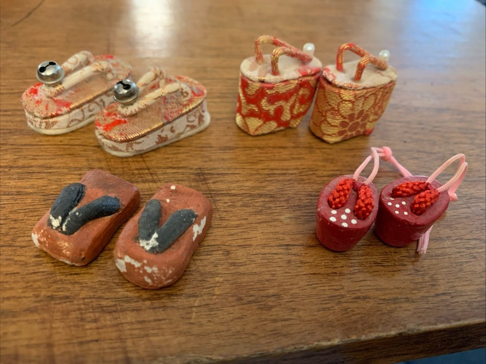 Japanese Kimono Sandals Toy Doll Miniature Ornament Vintage
