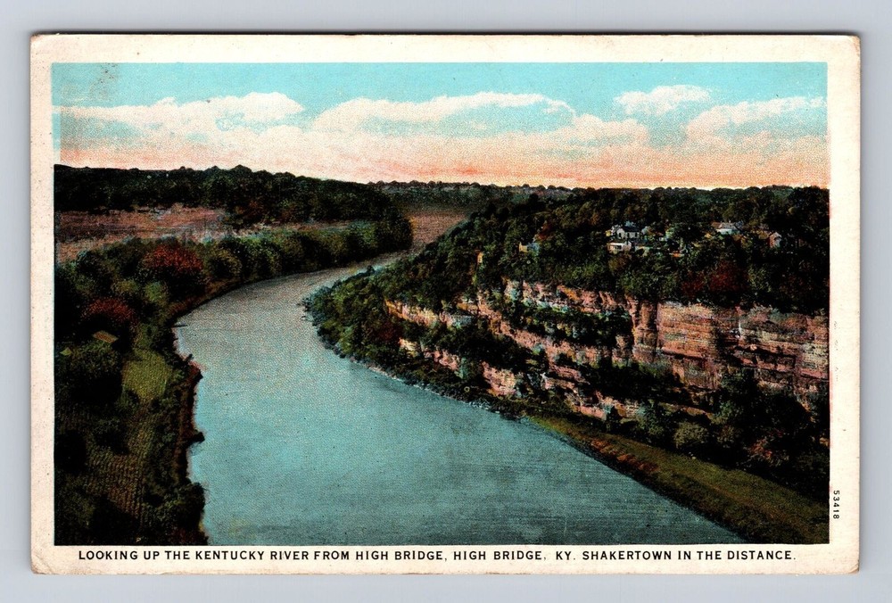 High Bridge KY-Kentucky, Aerial Looking Up The Kentucky River, Vintage Postcard