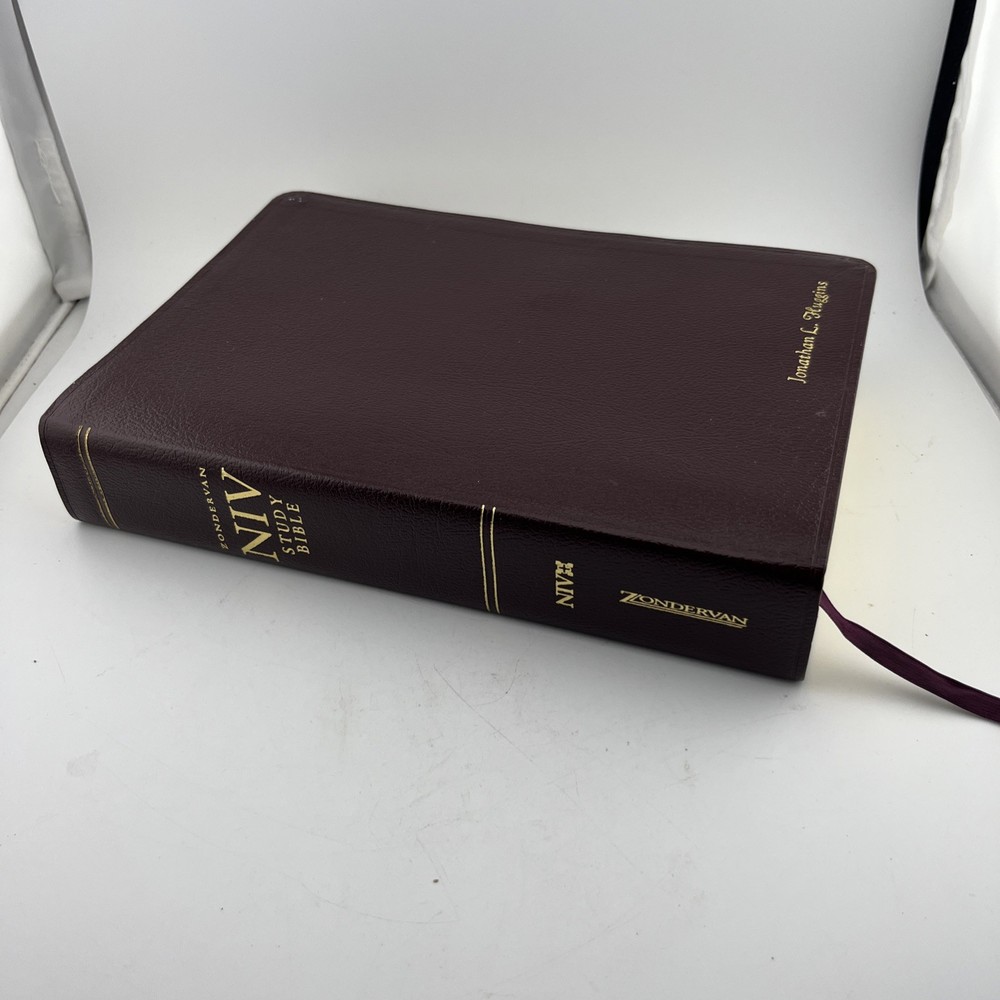 Zondervan NIV Study Bible 2002 Bonded Leather Burgundy Words In Red Named