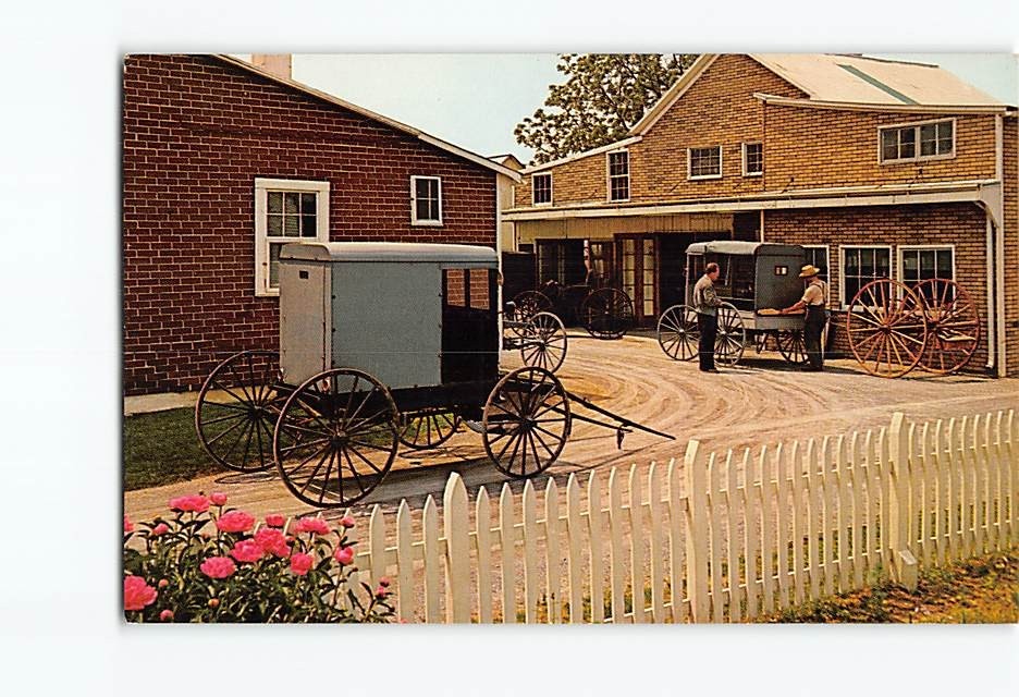 Postcard The Old Order Amish Carriage Maker Pennsylvania USA