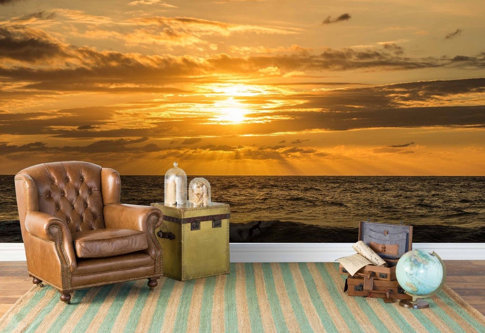 3D Sky Sea Sunset Landscape Wall Murals Wallpaper Murals Wall Sticker