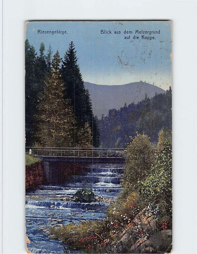 Postcard Blick aus dem Melzergrund auf die Koppe Riesengebirge Poland