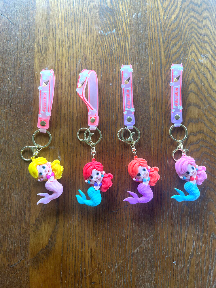4 Mermaid Adorable Keychains, New and Unused