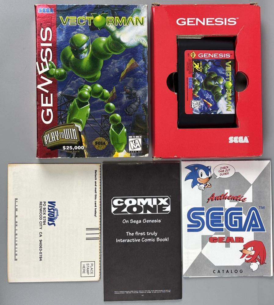 Vectorman (Sega Genesis 1995) CIB Complete Cardboard Box w/Game & Manual; Tested