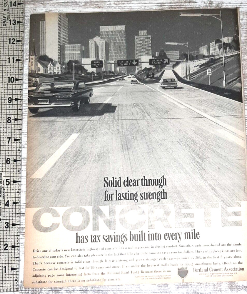 1962 Portland Cement Association Vintage Print Ad Concrete Roads Highways Strong
