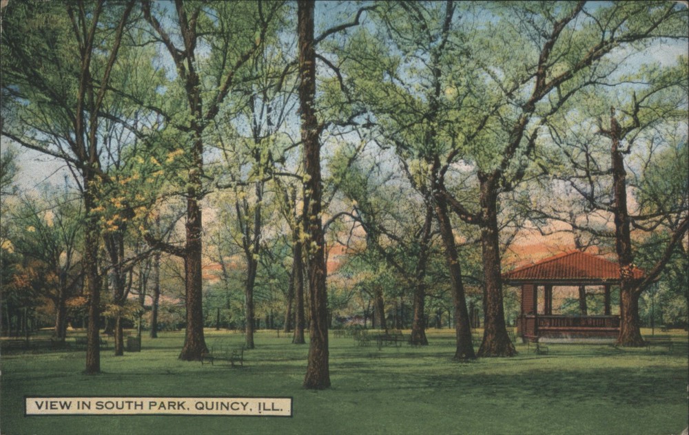 Quincy, Illinois IL South Park Gazebo Original Vintage Postcard