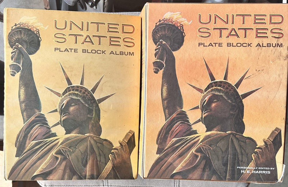 United States plate block 2 albums With Stamps HARRIS/book A 1932-67 B 60s-80s
