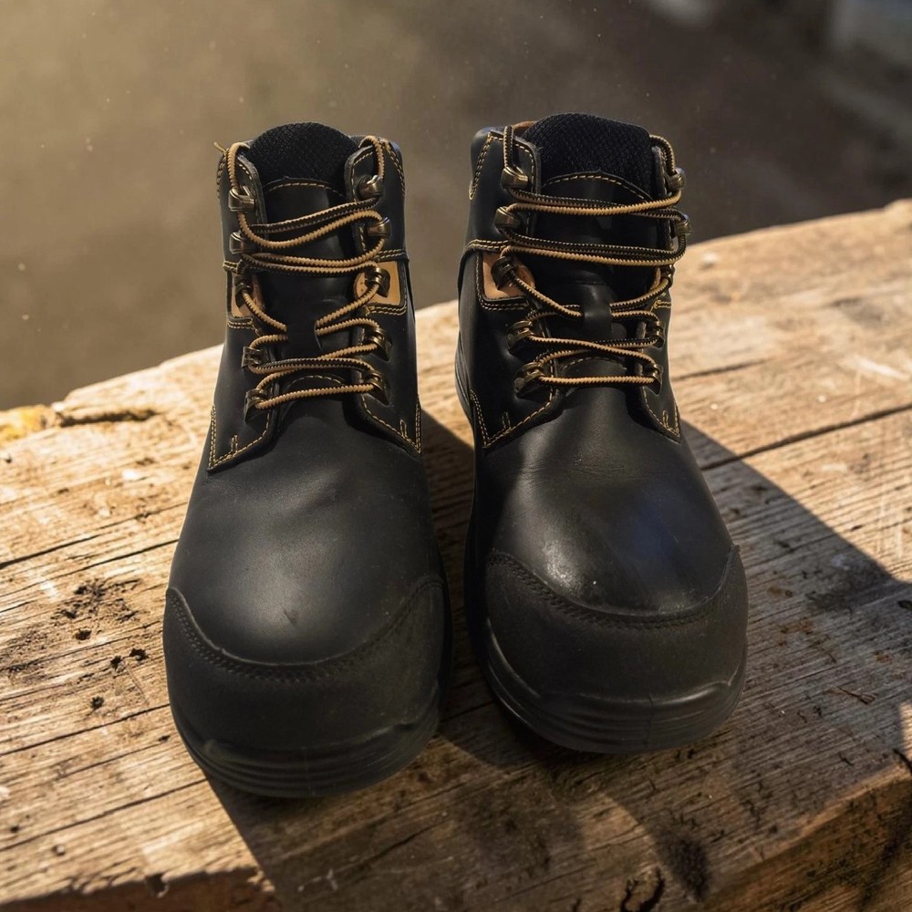Orthofeet 681 Waterproof EH Lace-Up Work Boots Black/Tan Men's 11 D Steel Toe