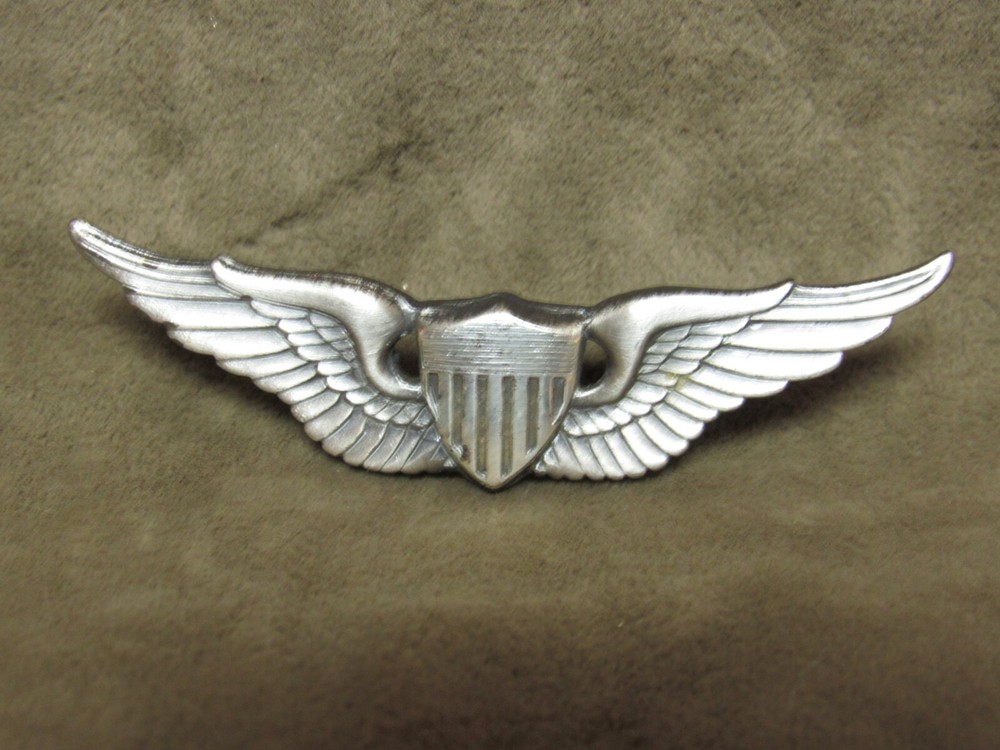Vintage Silvertone Gray US Air Force Wings Pin with Prong Back