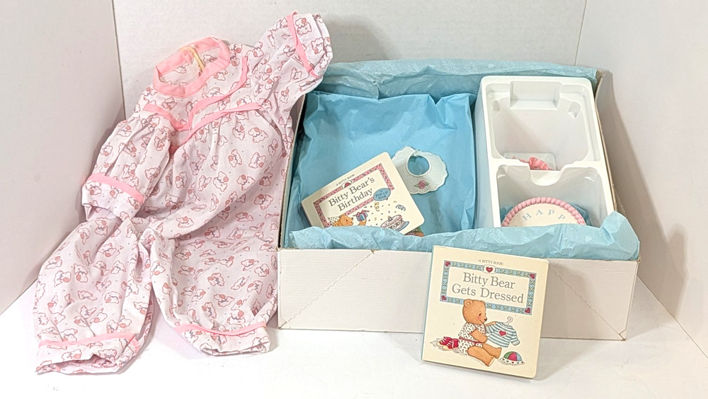 Vintage American Girl Bitty Baby Happy Birthday Set Outfit Cake Books