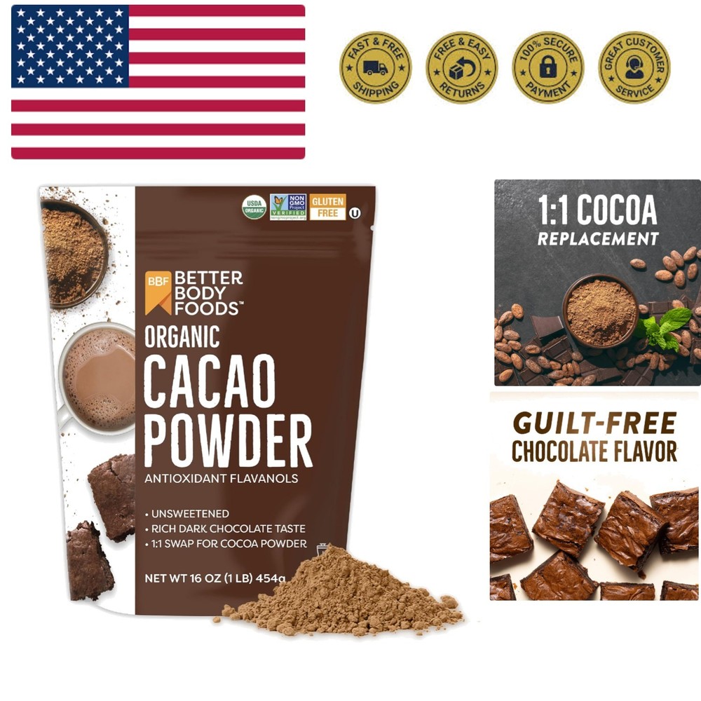 Organic Cacao Powder 16oz for Smoothies Baking Healthy Treat
