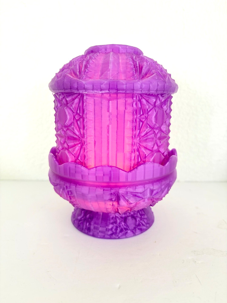 3D Printed Translucent purple Fairy Lamp Vintage Glass Look Art Deco Candle