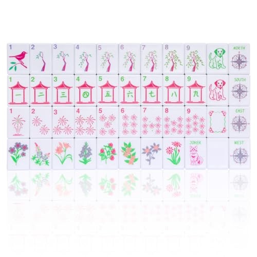Large Mahjong Set, American Mahjong Game Set with 160 Tiles (1.41’’), 4 Racks &