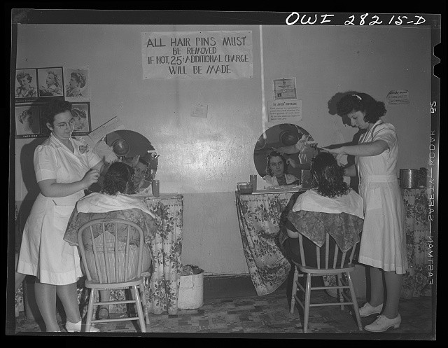 Photo:Buffalo New York Mrs Grimm crane operator hair salon 1943 May