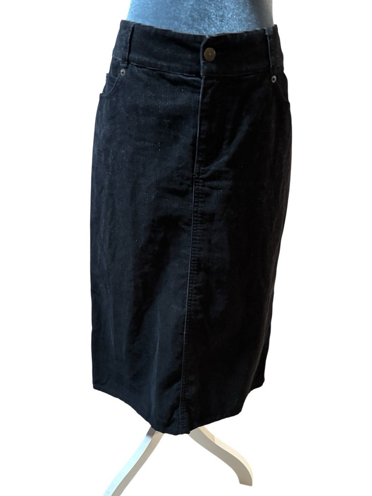 Eddie Bauer Women's Black Long Corduroy Skirt 100% Cotton Size 6