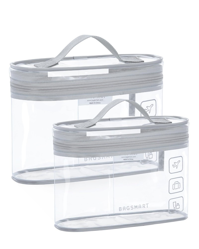 BAGSMART 2-Pack TSA Approved Clear Toiletry & Makeup Organizer Bags
