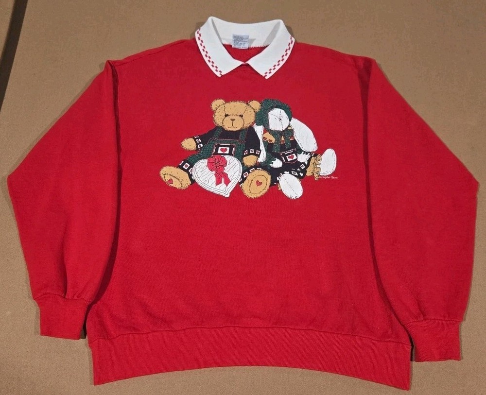 Vintage Gopher Sport Sweatshirt Womens L Grandma Red Crewneck Bear Bunny USA