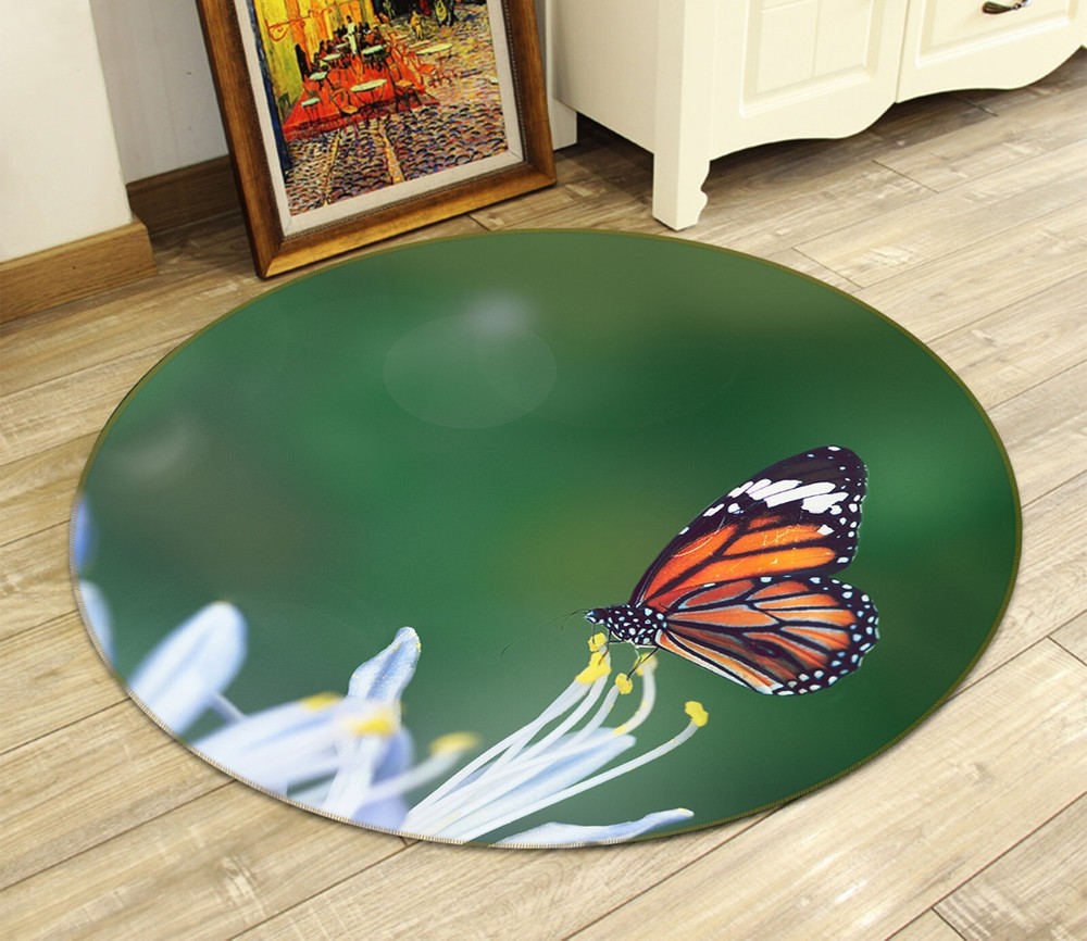3D Spring Butterfly Non-Slip Rug Elegant Animal Print Carpet Romy AHO186914