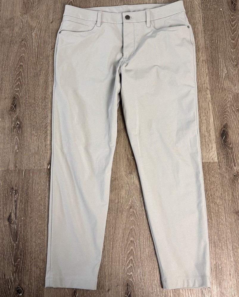 Lululemon ABC Slim-Fit Pant Warpstreme Lt Gray Mens 33x28 Chino Stretch