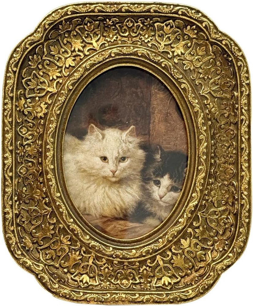 2.5X3.5 Vintage Small Oval Picture Frame, Antique Ornate Gold Wallet Size Photo